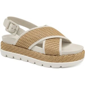 NEW J Slides Natural Woven Slingback Sandals Size 9.5